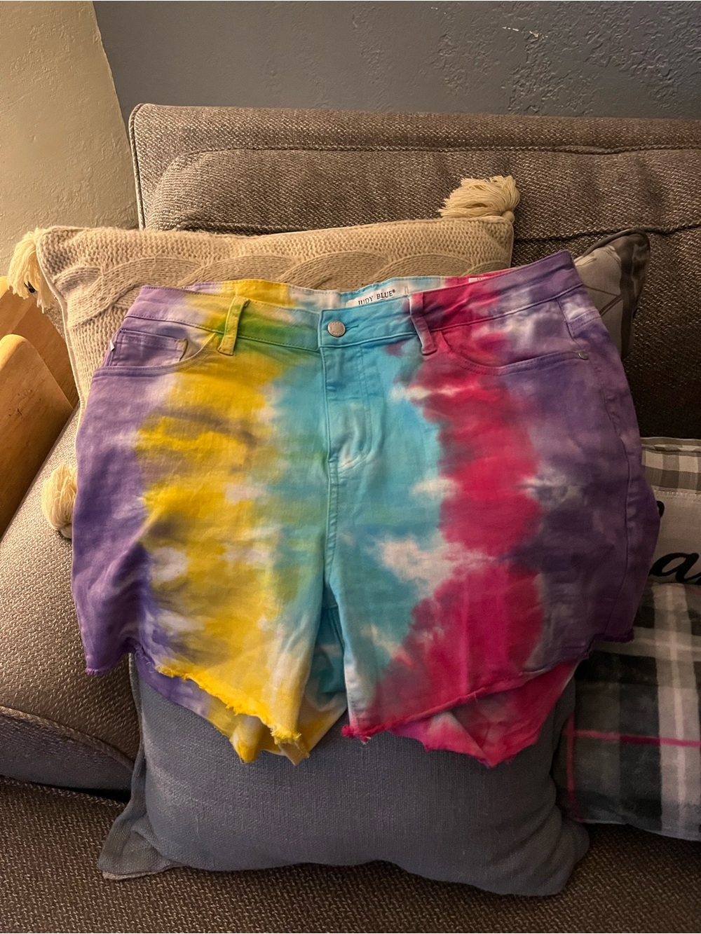 Judy Blue Tye-Dye High-Rise Womenโs Shorts - Multicolor
